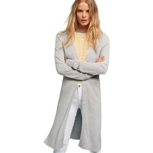 Anthropologie Meadow Rue Cali Long Length Ribbed Cardigan Women's sz M in gray